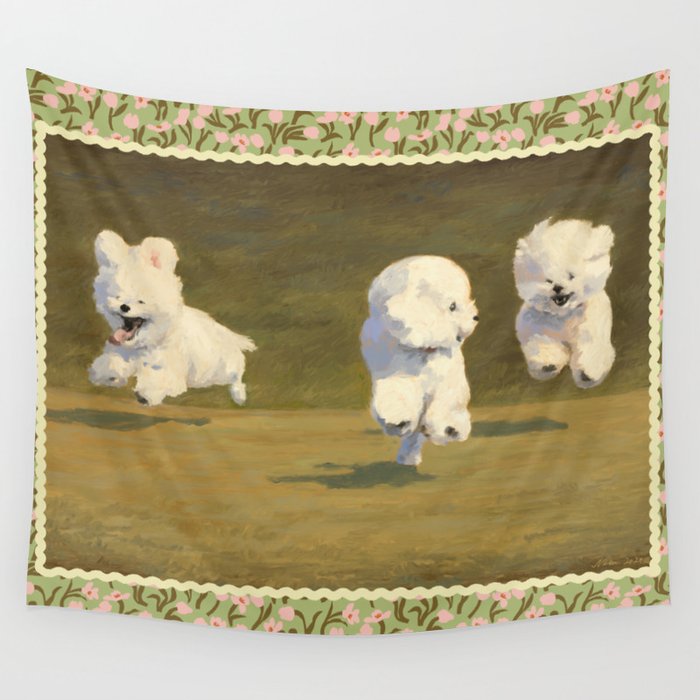 Three Dogs Running Wall Tapestry Gallery Image 4