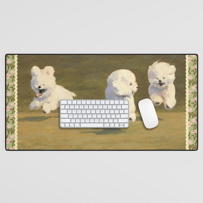 Three Dogs Running Desk Mat Gallery Image 1