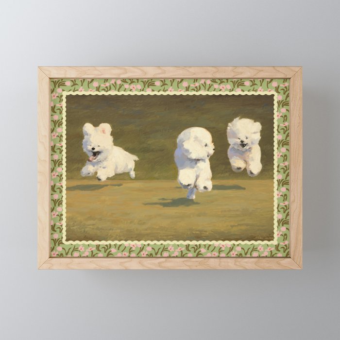 Three Dogs Running Mini Art Print Gallery Image 1