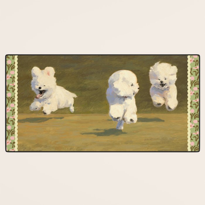 Three Dogs Running Desk Mat Gallery Image 3