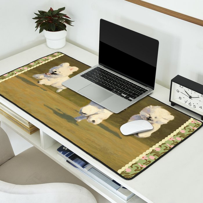 Three Dogs Running Desk Mat Gallery Image 2