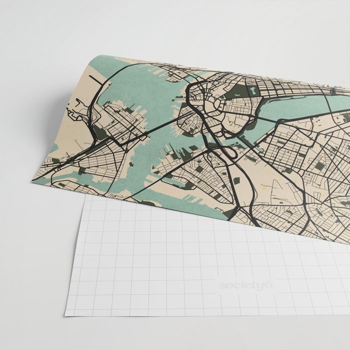 Boston City Map of the United States - Vintage Wrapping Paper Gallery Image 2