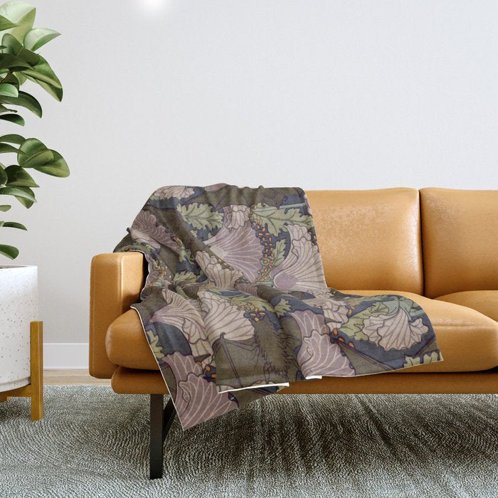 Vintage Art Deco Bat and Flowers Throw Blanket Gallery Image 1