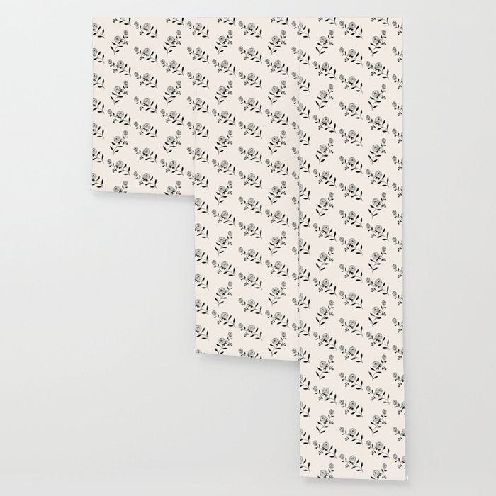 Abstract Rose Pattern - Black and Ivory Wallpaper Gallery Image 3
