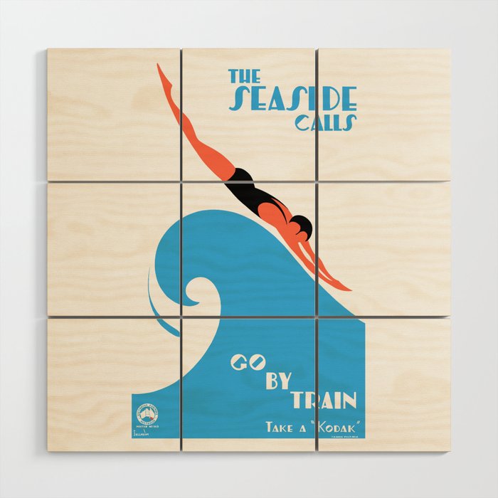 1938 AUSTRALIA The Seaside Calls Train Travel Poster Wood Wall Art Gallery Image 1