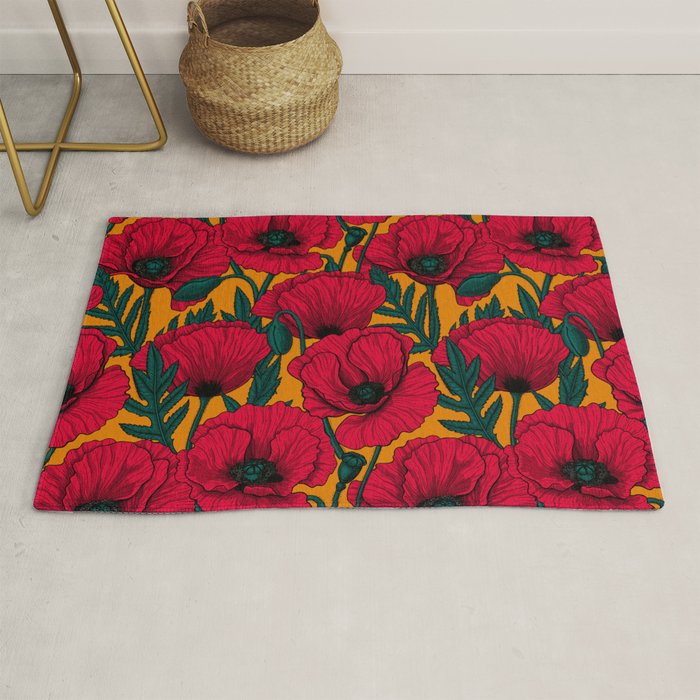 Red poppy garden    Rug Gallery Image 1