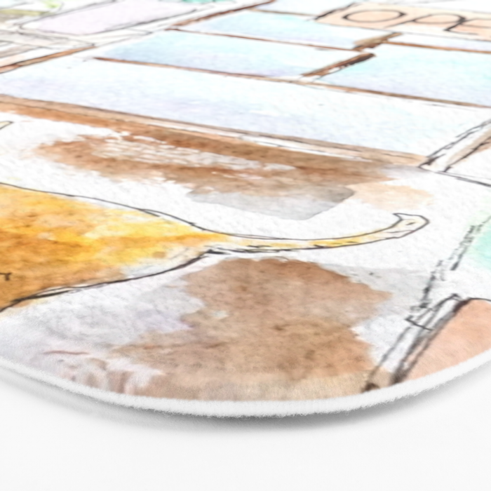 cheerful flower shop and a cat watercolor  Bath Mat Gallery Image 3