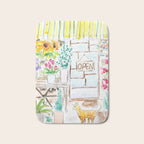 cheerful flower shop and a cat watercolor  Bath Mat Gallery Image 1