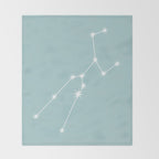 Taurus Zodiac Star Constellation Line Art Pastel Teal Throw Blanket Gallery Image 2