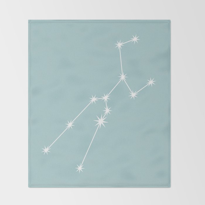 Taurus Zodiac Star Constellation Line Art Pastel Teal Throw Blanket Gallery Image 2