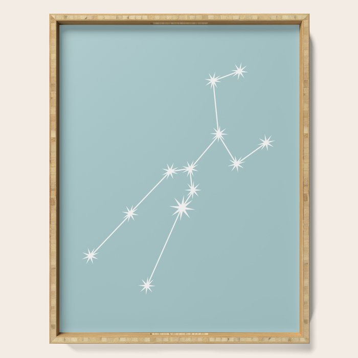 Taurus Zodiac Star Constellation Line Art Pastel Teal Serving Tray Gallery Image 1