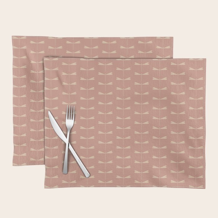 Dragonfly Pattern VI Neutral Rose Placemat Gallery Image 1