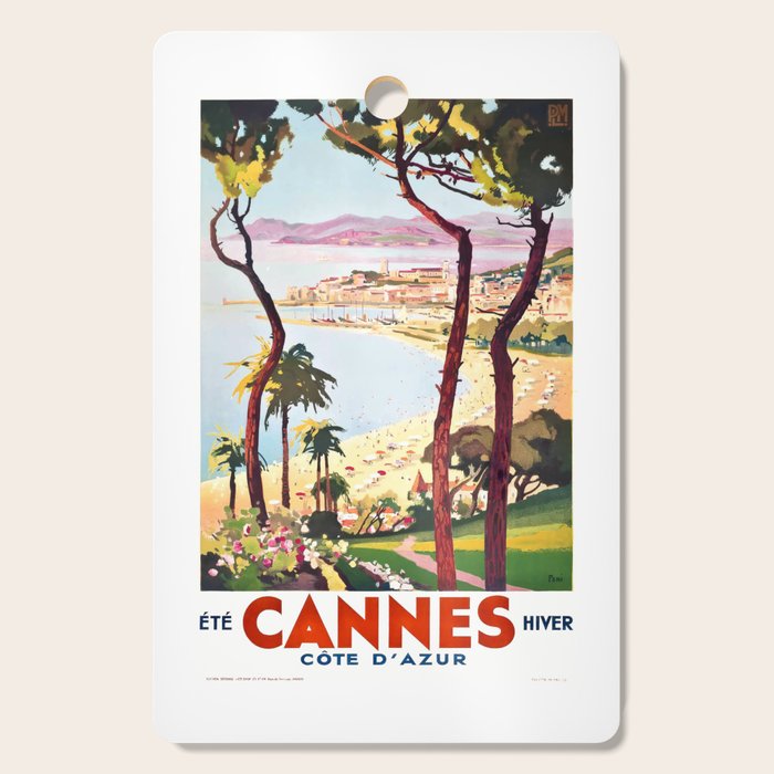 1938 France Cannes Cote D'Azur Travel Poster Cutting Board Gallery Image 1