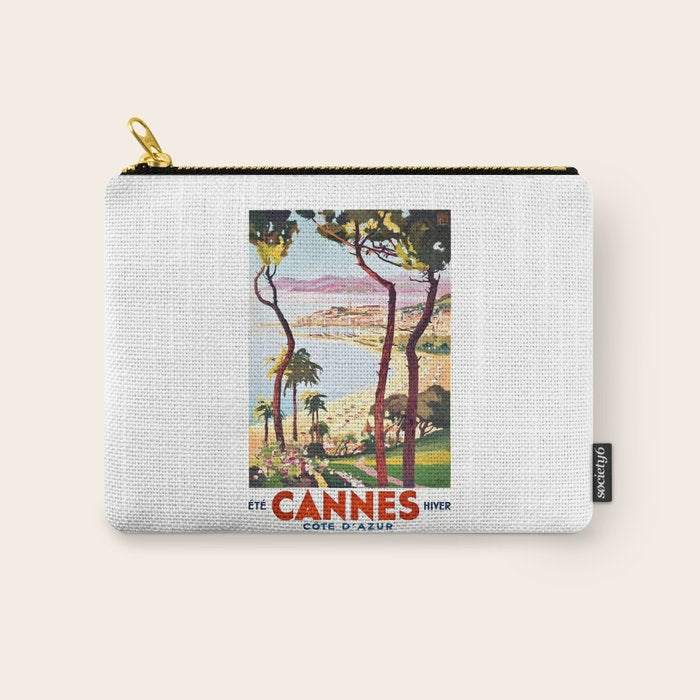 1938 France Cannes Cote D'Azur Travel Poster Carry All Pouch Gallery Image 1