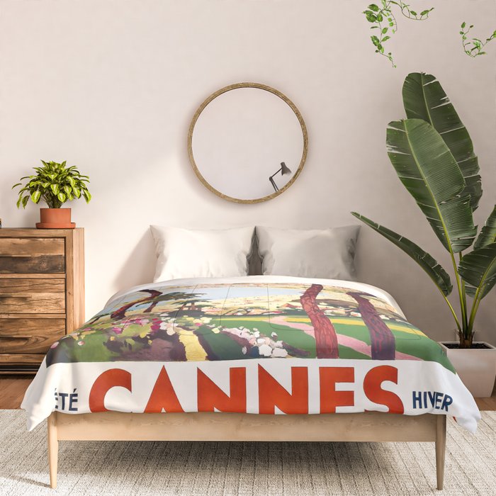 1938 France Cannes Cote D'Azur Travel Poster Comforter Gallery Image 3