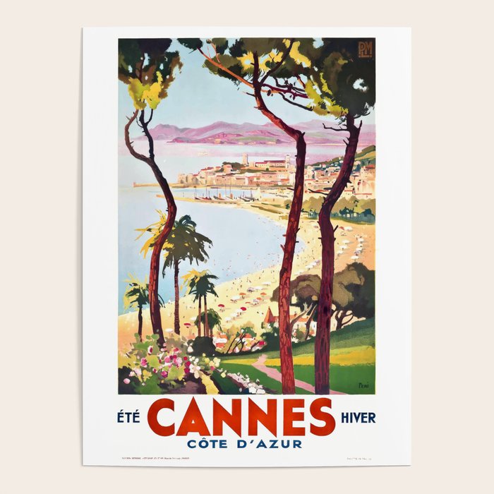 1938 France Cannes Cote D'Azur Travel Poster Poster Gallery Image 4