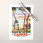 1938 France Cannes Cote D'Azur Travel Poster Wrapping Paper Gallery Image 1