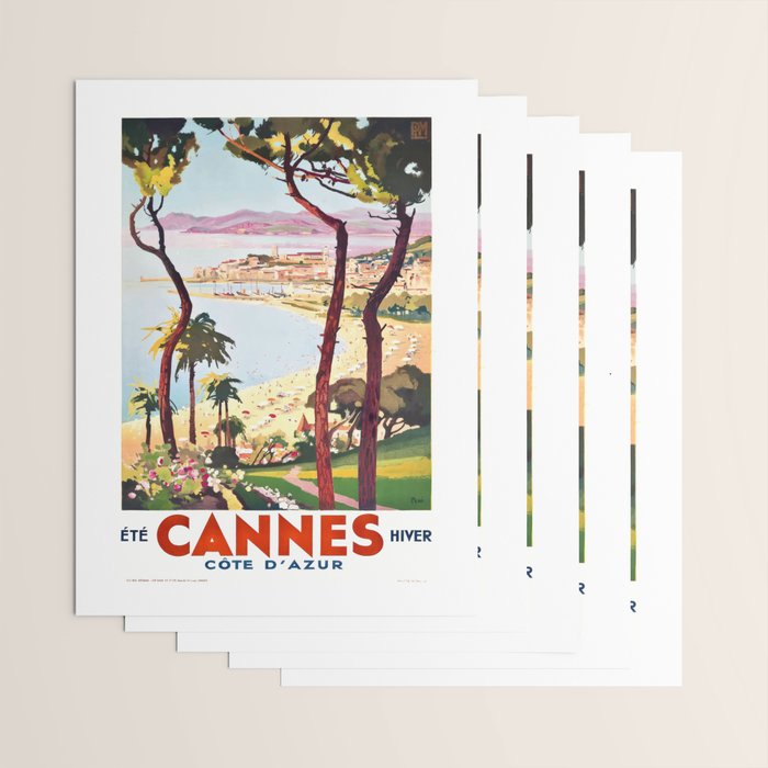 1938 France Cannes Cote D'Azur Travel Poster Wrapping Paper Gallery Image 3