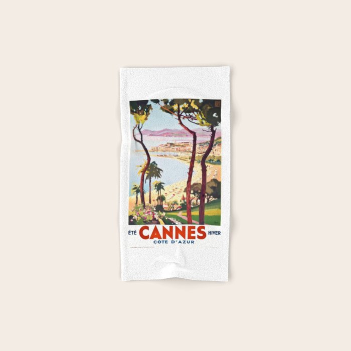 1938 France Cannes Cote D'Azur Travel Poster Bath Towel Gallery Image 1