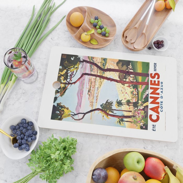 1938 France Cannes Cote D'Azur Travel Poster Cutting Board Gallery Image 2