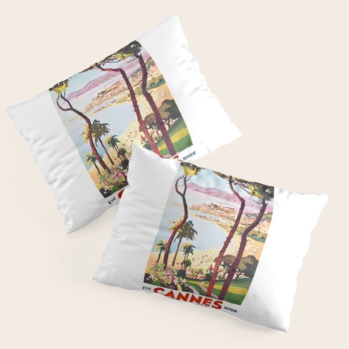 1938 France Cannes Cote D'Azur Travel Poster Pillow Sham Gallery Image 1