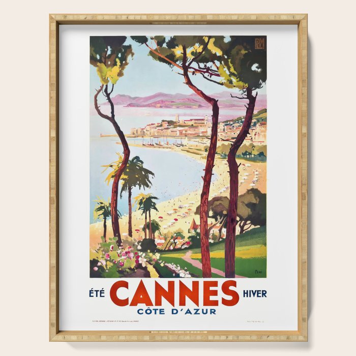 1938 France Cannes Cote D'Azur Travel Poster Serving Tray Gallery Image 1