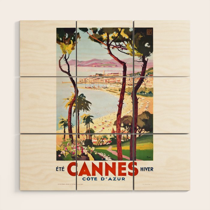 1938 France Cannes Cote D'Azur Travel Poster Wood Wall Art Gallery Image 1