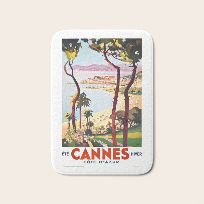 1938 France Cannes Cote D'Azur Travel Poster Bath Mat Gallery Image 1