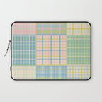 Gingham Patchwork Pastel Checkered Pattern Laptop Sleeve Gallery Image 1