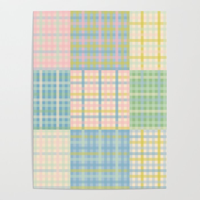 Gingham Patchwork Pastel Checkered Pattern Poster Gallery Image 4