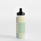 Gingham Patchwork Pastel Checkered Pattern Water Bottle Gallery Image 2
