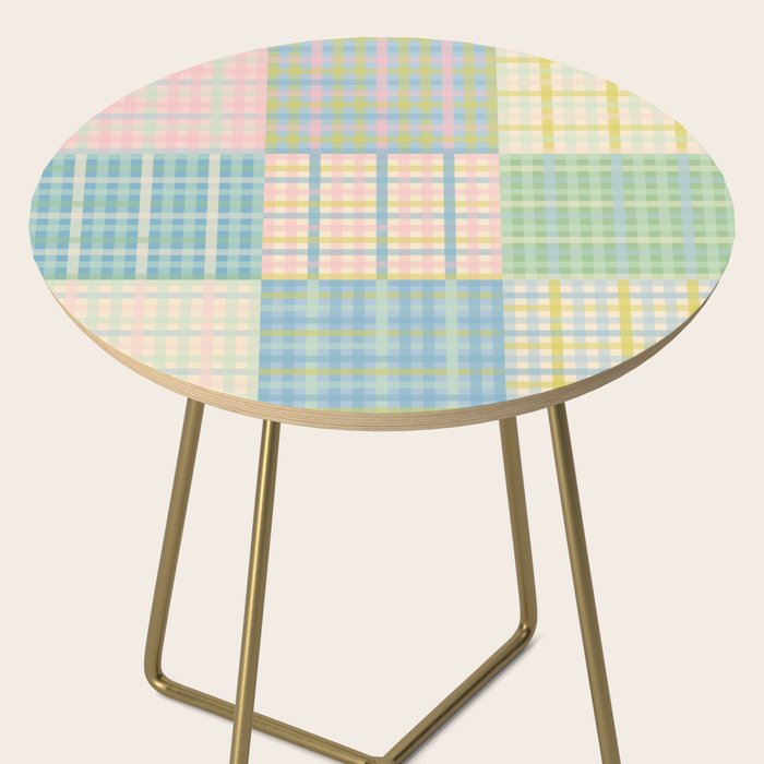 Gingham Patchwork Pastel Checkered Pattern Side Table Gallery Image 2