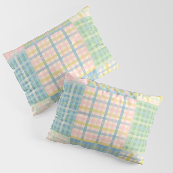 Gingham Patchwork Pastel Checkered Pattern Pillow Sham Gallery Image 1