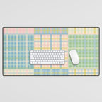 Gingham Patchwork Pastel Checkered Pattern Desk Mat Gallery Image 1