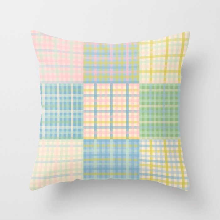 Gingham Patchwork Pastel Checkered Pattern Throw Pillow Gallery Image 6