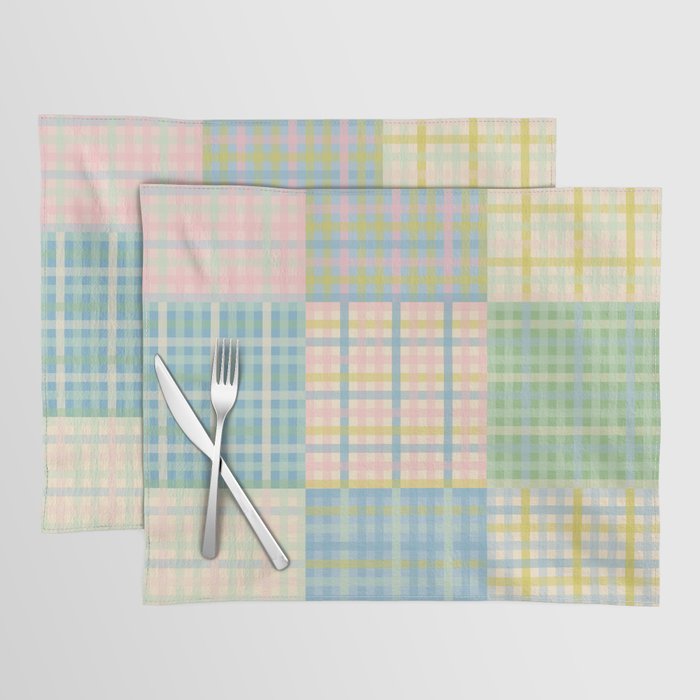 Gingham Patchwork Pastel Checkered Pattern Placemat Gallery Image 1
