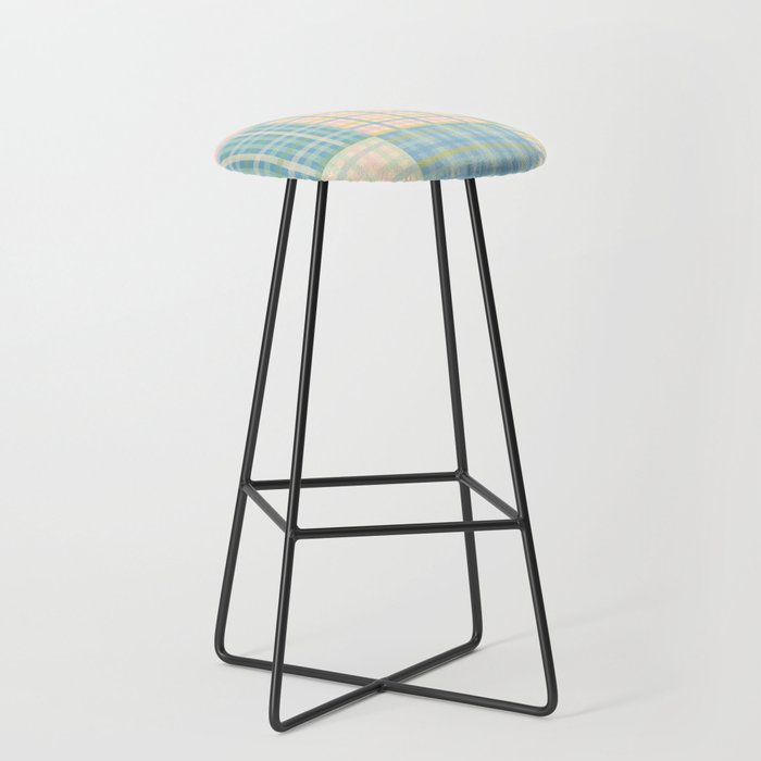 Gingham Patchwork Pastel Checkered Pattern Stool Gallery Image 1