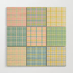 Gingham Patchwork Pastel Checkered Pattern Wood Wall Art Gallery Image 1