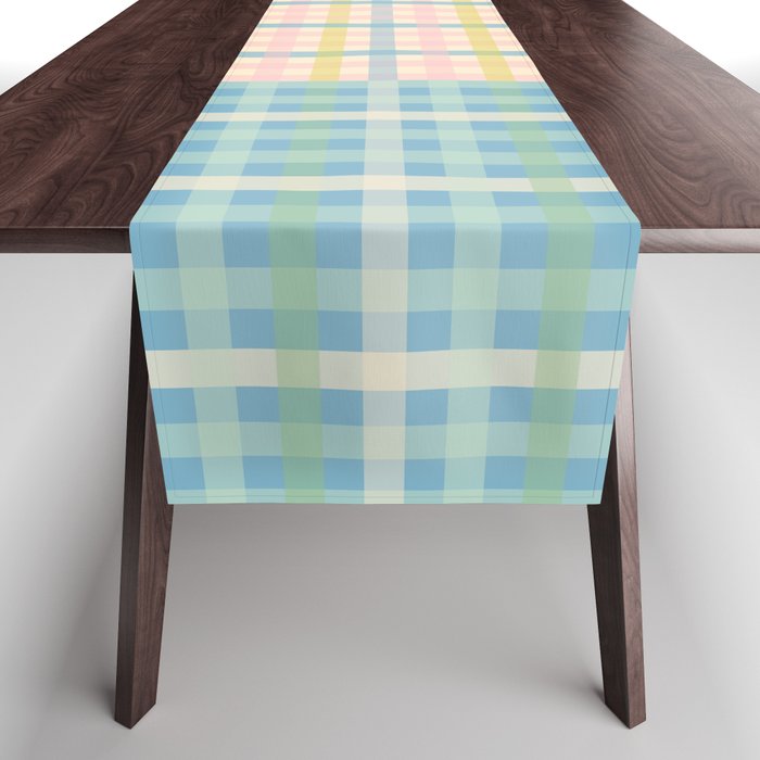 Gingham Patchwork Pastel Checkered Pattern Table Runner Gallery Image 1