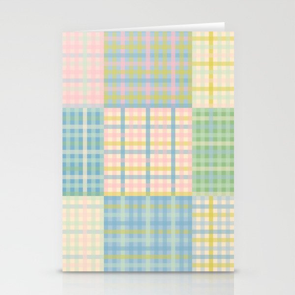 Gingham Patchwork Pastel Checkered Pattern Stationery Card Gallery Image 1