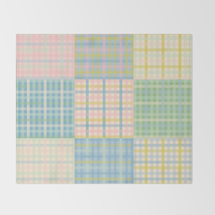 Gingham Patchwork Pastel Checkered Pattern Throw Blanket Gallery Image 2