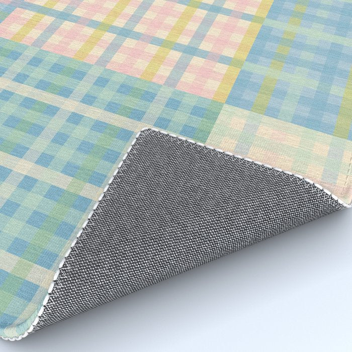 Gingham Patchwork Pastel Checkered Pattern Rug Gallery Image 4
