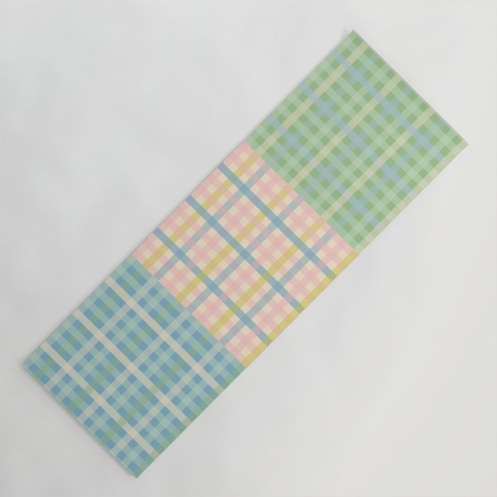 Gingham Patchwork Pastel Checkered Pattern Yoga Mat Gallery Image 1