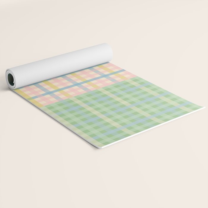 Gingham Patchwork Pastel Checkered Pattern Yoga Mat Gallery Image 2