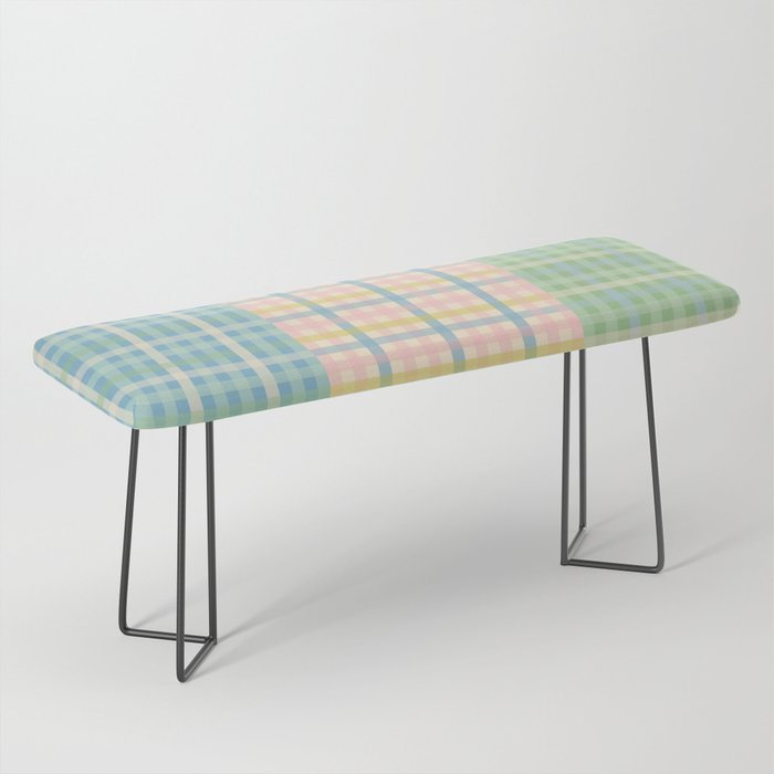 Gingham Patchwork Pastel Checkered Pattern Bench Gallery Image 1