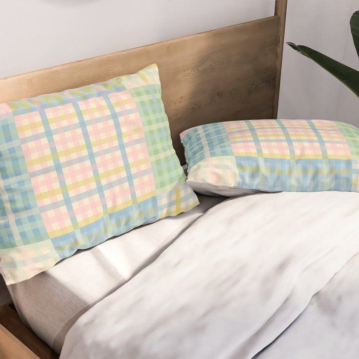 Gingham Patchwork Pastel Checkered Pattern Pillow Sham Gallery Image 2