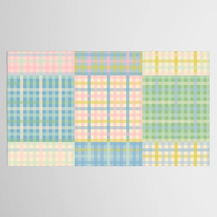 Gingham Patchwork Pastel Checkered Pattern Tablecloth Gallery Image 2