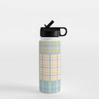 Gingham Patchwork Pastel Checkered Pattern Water Bottle Gallery Image 1
