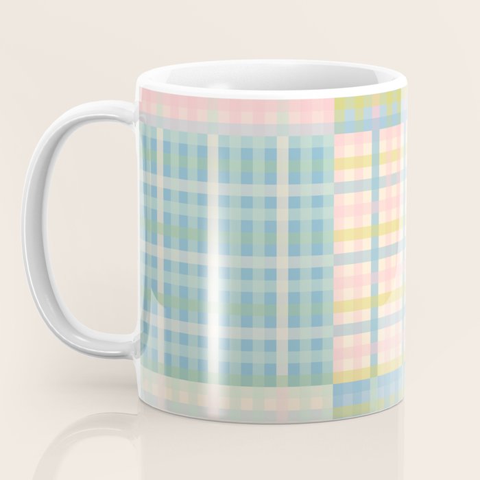 Gingham Patchwork Pastel Checkered Pattern Coffee Mug Gallery Image 3