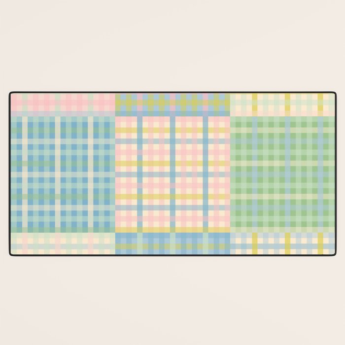Gingham Patchwork Pastel Checkered Pattern Desk Mat Gallery Image 3